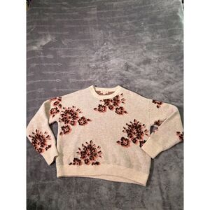 Women's Knox Rose Floral Sweater M White Pink Cottagecore Cozy